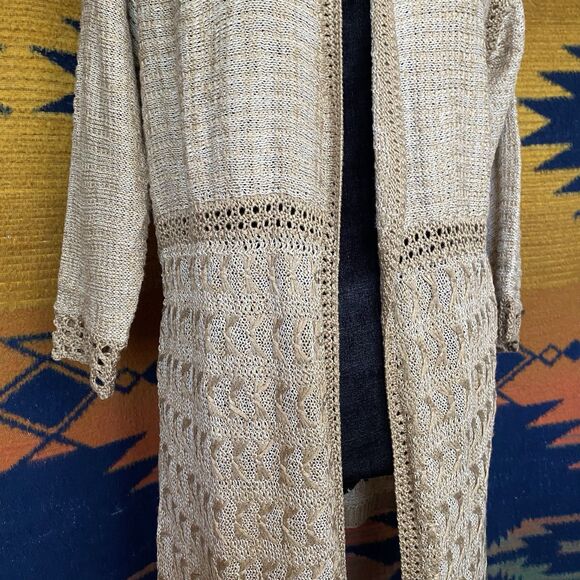 NWT Bob Timberlake Tapioca Crochet Knit Open Cardigan. Size Medium. Boho. Summer - Picture 3 of 16